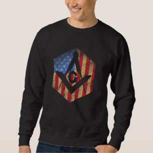 Vintage US Mason Flag Square and Compass Masonic S Sweatshirt