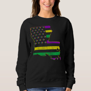 Vintage Us New Orleans Mardi Gras Flag Fleur De Li Sweatshirt