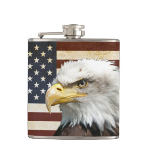 Vintage US USA Flag with American Eagle Hip Flask