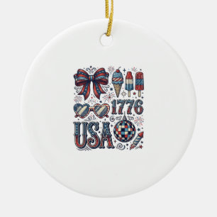 Vintage USA 1776 Patriotic Summer Shirt Design_1 Ceramic Ornament