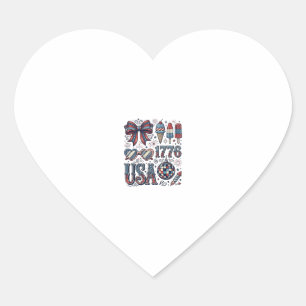 Vintage USA 1776 Patriotic Summer Shirt Design_1 Heart Sticker