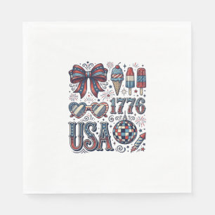 Vintage USA 1776 Patriotic Summer Shirt Design_1 Napkin