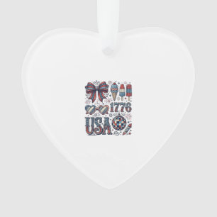 Vintage USA 1776 Patriotic Summer Shirt Design_1 Ornament