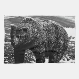 Vintage USA Alaska brown bear 1970 Tea Towel