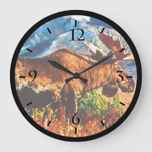 Vintage USA Alaska bull moose  Large Clock