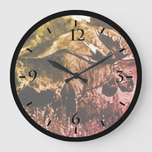 Vintage USA Alaska bull moose Large Clock