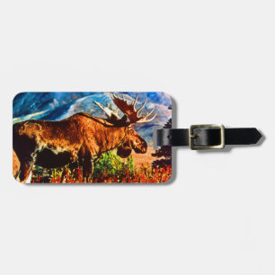 Vintage USA Alaska bull moose Luggage Tag