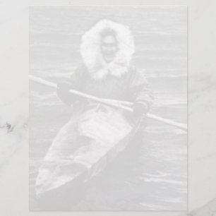 Vintage USA Alaska eskimo and his kayak