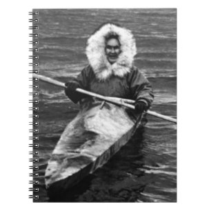 Vintage USA Alaska eskimo and his kayak 1970 Notebook