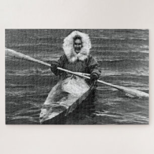 Vintage USA Alaska eskimo and his kayak Jigsaw Puzzle
