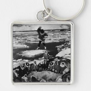 Vintage USA Alaska eskimo blanket tossing 1970 Key Ring