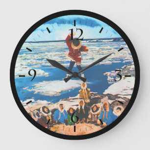 Vintage USA Alaska eskimo blanket tossing Large Clock