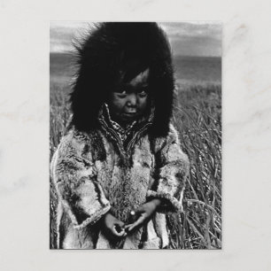 Vintage USA Alaska eskimo boy Postcard