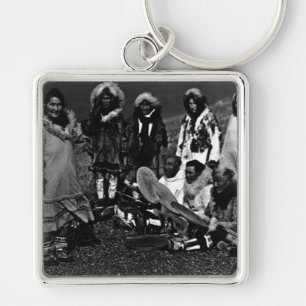 Vintage USA Alaska Eskimo dancers 1970 Key Ring