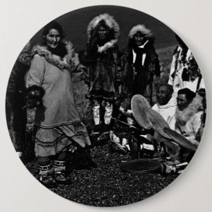 Vintage USA Alaska Eskimo dancers 6 Cm Round Badge