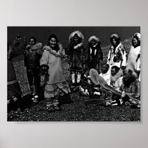 Vintage USA Alaska Eskimo dancers Poster
