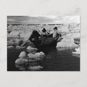 Vintage USA Alaska Eskimo hunters Postcard