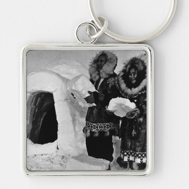 Vintage USA Alaska igloo builders 1970 Key Ring (Front)