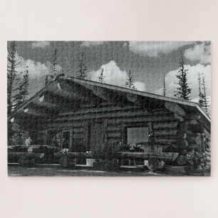 Vintage USA Alaska Modern alaskan log cabin Jigsaw Puzzle