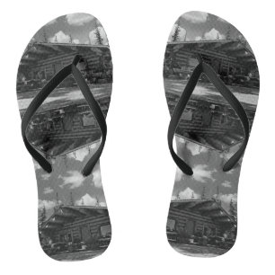 Vintage USA Alaska Modern alaskan log cabin Thongs