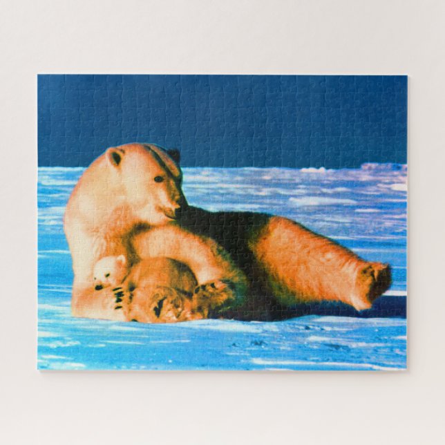 Vintage USA Alaska mother polar bear Jigsaw Puzzle (Horizontal)