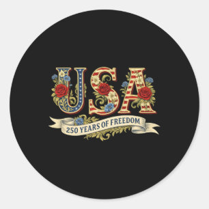 Vintage Usa America 250 Years 1776-2026 250th Birt Classic Round Sticker