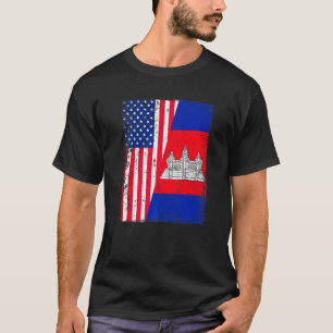 Vintage Usa American Cambodia Flag Patriotic T-Shirt