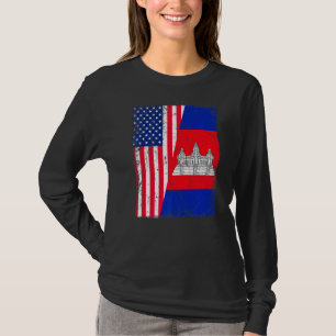 Vintage Usa American Cambodia Flag Patriotic T-Shirt