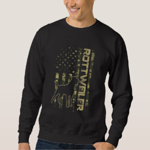 Vintage USA American Camo Flag Rottweiler Rottie S Sweatshirt