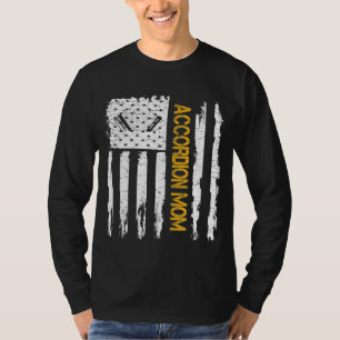 Vintage Usa American Flag Accordion Mum Silhouette T-Shirt