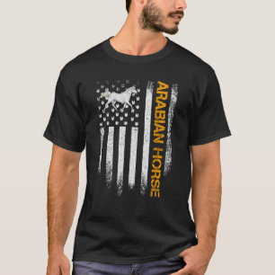 Vintage USA American Flag Arabian Funny Horse Ride T-Shirt