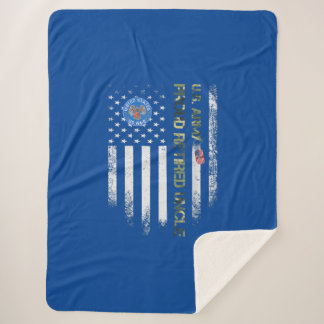 Vintage USA American Flag Army Veteran Proud Sherpa Blanket