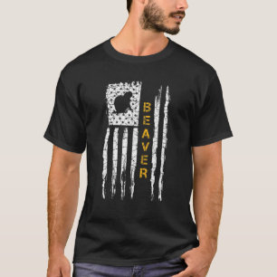 Vintage USA American Flag Beaver Silhouette Animal T-Shirt