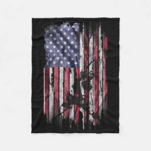 Vintage Usa American Flag Best Badminton Dad Ever Fleece Blanket