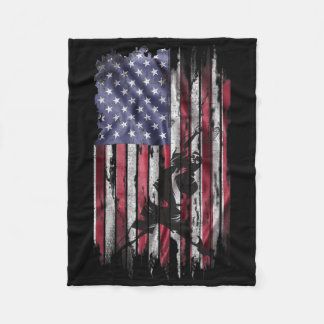Vintage Usa American Flag Best Badminton Dad Ever  Fleece Blanket