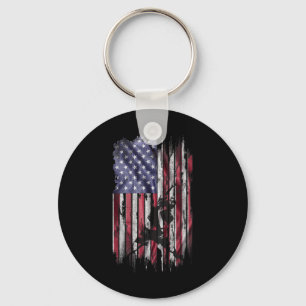 Vintage Usa American Flag Best Badminton Dad Ever Key Ring