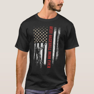 Vintage USA American Flag Best Baseball Mum Ever S T-Shirt