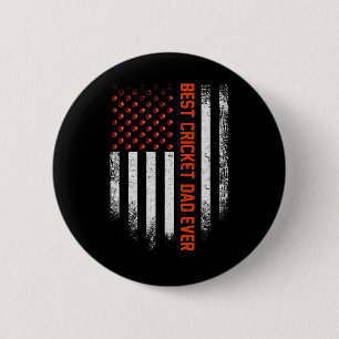 Vintage Usa American Flag Best Cricket Dad Ever Pa 6 Cm Round Badge