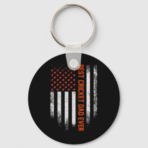 Vintage Usa American Flag Best Cricket Dad Ever Pa Key Ring