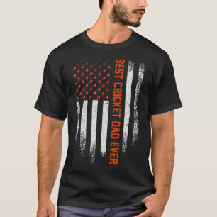 Vintage Usa American Flag Best Cricket Dad Ever Pa T-Shirt