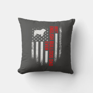 Vintage USA American Flag Best English Bulldog Cushion