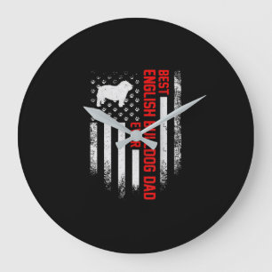 Vintage USA American Flag Best English Bulldog Large Clock