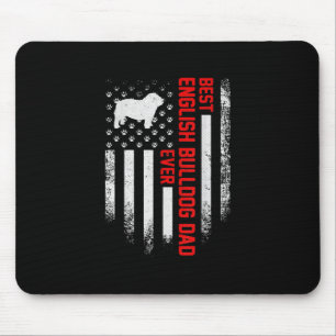 Vintage USA American Flag Best English Bulldog Mouse Pad