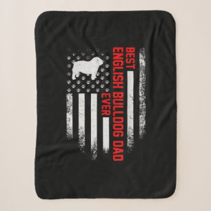 Vintage USA American Flag Best English Bulldog Sherpa Blanket