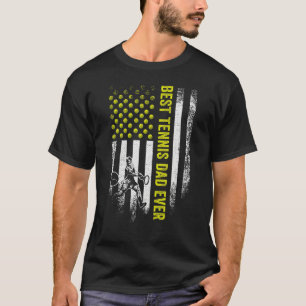 Vintage USA American Flag Best Tennis Dad Ever Sil T-Shirt