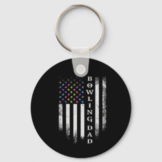 Vintage USA American Flag Bowling Dad Bowler Key Ring