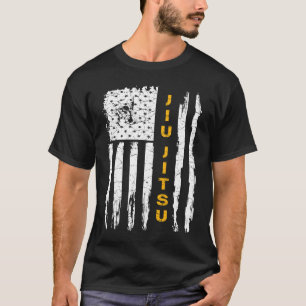 Vintage USA American Flag Brazilian Jiu Jitsu Silh T-Shirt