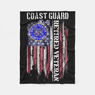 Vintage Usa American Flag Coast Guard Proud Retire Fleece Blanket