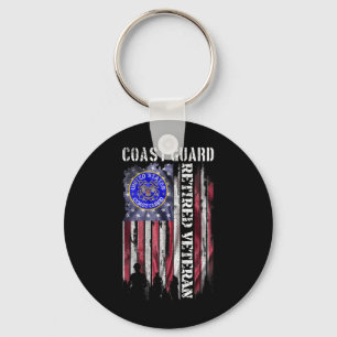 Vintage Usa American Flag Coast Guard Proud Retire Key Ring