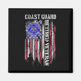 Vintage Usa American Flag Coast Guard Proud Retire Magnet
